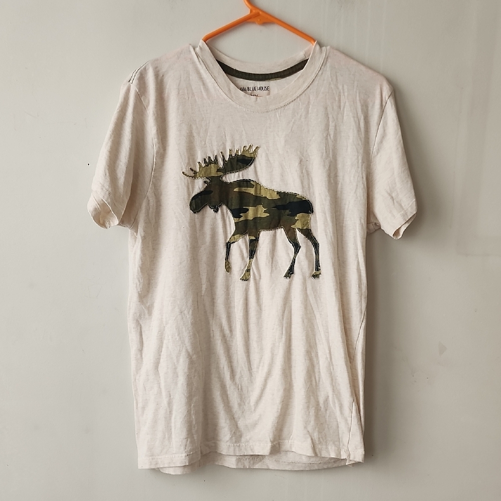 Camo Moose Graphic Beige T-Shirt